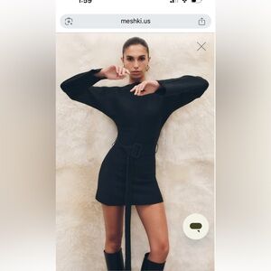 Meshki Kassie Belt Tie Knit Mini Dress - Black